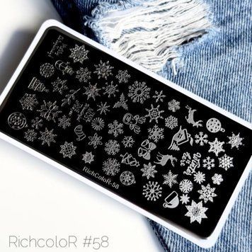 Пластина для стемпінгу з гарними новорічними принтами richcolor 058 DF503 фото