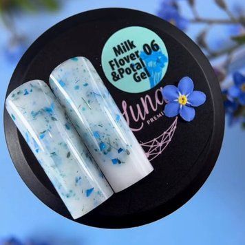 Miss Luna Premium №06 - Гель для нарощування з блакитними сухоцвітами та поталлю,15 ml lu-151 фото