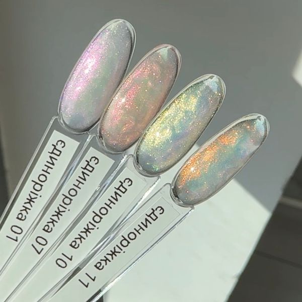 Builder gel GF nebula kiss №07 - Розовый гель для наращивания с переливчатыми блестками,15 мл Fo-124 фото