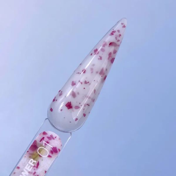 Flower Gel №1 luna moon - Гель для нарощування з сухоцвітами,15 мл YI-17 фото