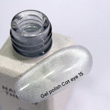 NAILSOFTHEDAY Cat Eye 15 &mdash; срібний гель-лак котяче око на прозорій основі, 6 мл li-139 фото