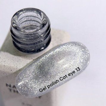 NAILSOFTHEDAY Gel polish Cat Eye 13 &mdash; срібний гель-лак котяче око на прозорій основі, 6 мл li-142 фото