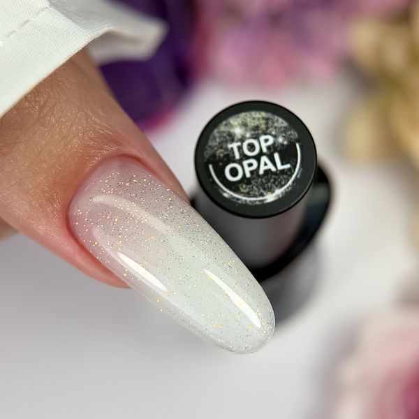 Прозрачный топ для ногтей с золотым шиммером crooz top opal, 8 мл GT-80 фото