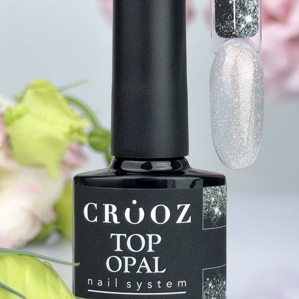 Прозрачный топ для ногтей с золотым шиммером crooz top opal, 8 мл GT-80 фото