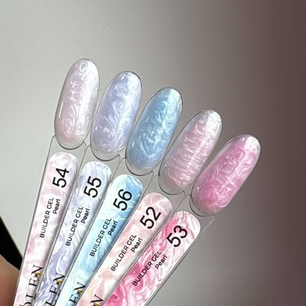 Builder gel Pearl Edlen №52 - Нюдово-рожевий перлинний гель для нарощування нігтів,15мл GE-182 фото