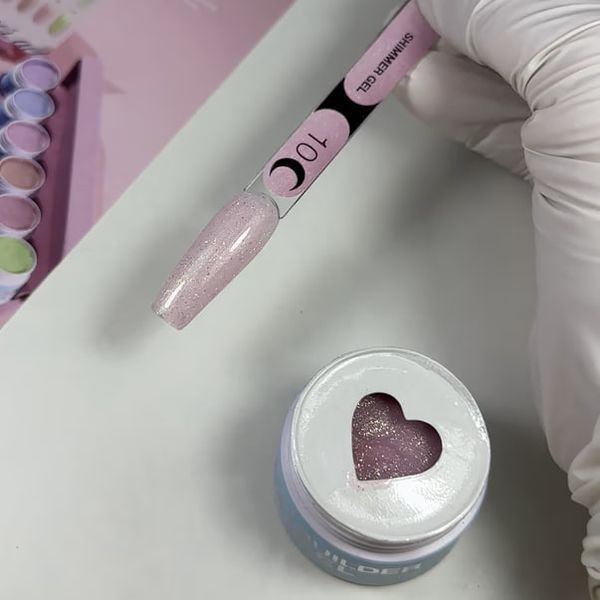 Рожевий гель для нарощування нігтів з блискітками,Shimmer Gel N&ordm;10 (15ml) EP-13 фото