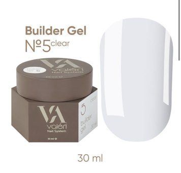 Builder Gel Valeri N&ordm;5 - білдер гель для нарощування прозорий , 30мл lu-140 фото